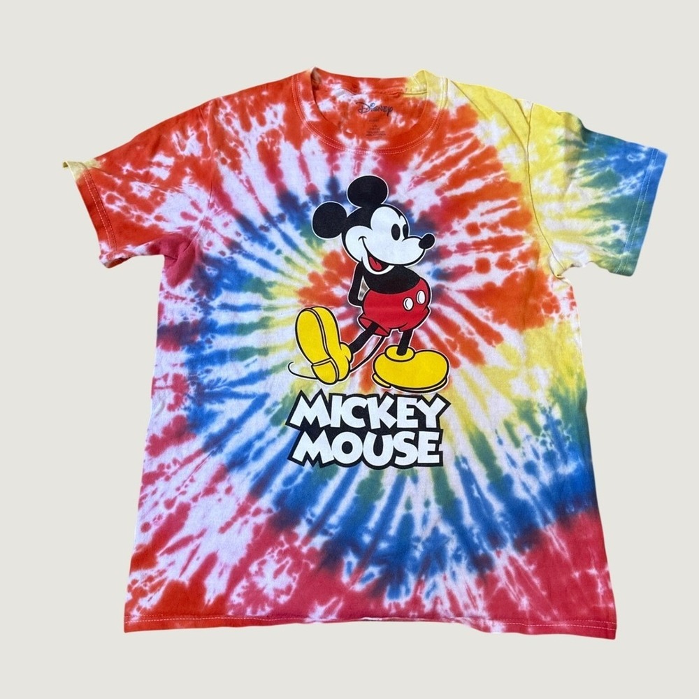 Disney Mickey Mouse Kids Multicolor Tie Dye Graphic T-Shirt SIZE L 10/12
